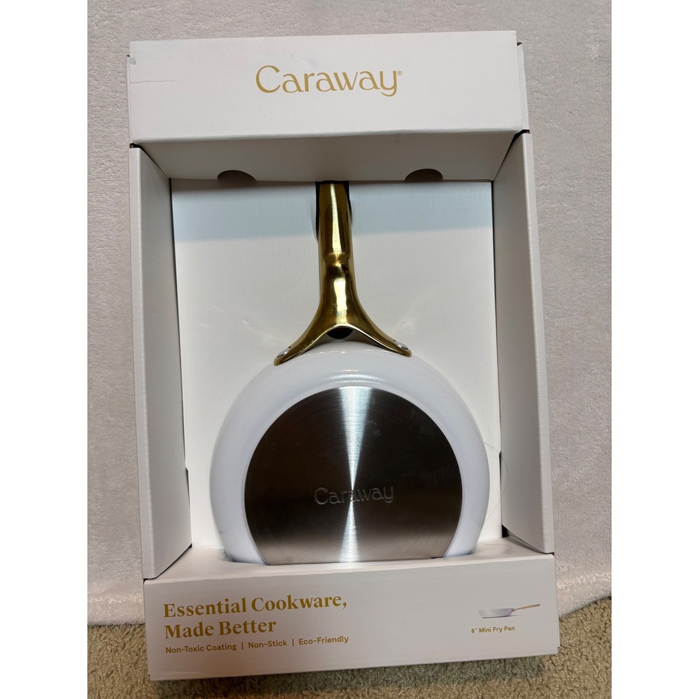 Caraway 8 Inch Mini Fry Pan White Gold Handle Ceramic Non-Stick CW-RETL-101 NEW